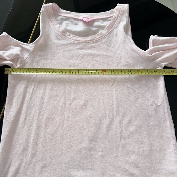 Lilly Pulitzer Cold Shoulder Pink Long Sleeve Top With Pineapple & Palm Tree Emb - Picture 10 of 11